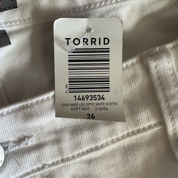 Torrid Crop High Rise Wide Leg Jeans New White Womens Plus Size 26 - Picture 8 of 10